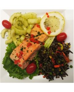 Poached Salmon, Wild Rice & Cucumber Dill Salad