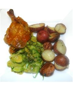 Duck Legs, Shredded Brussels Sprouts & Potatoes